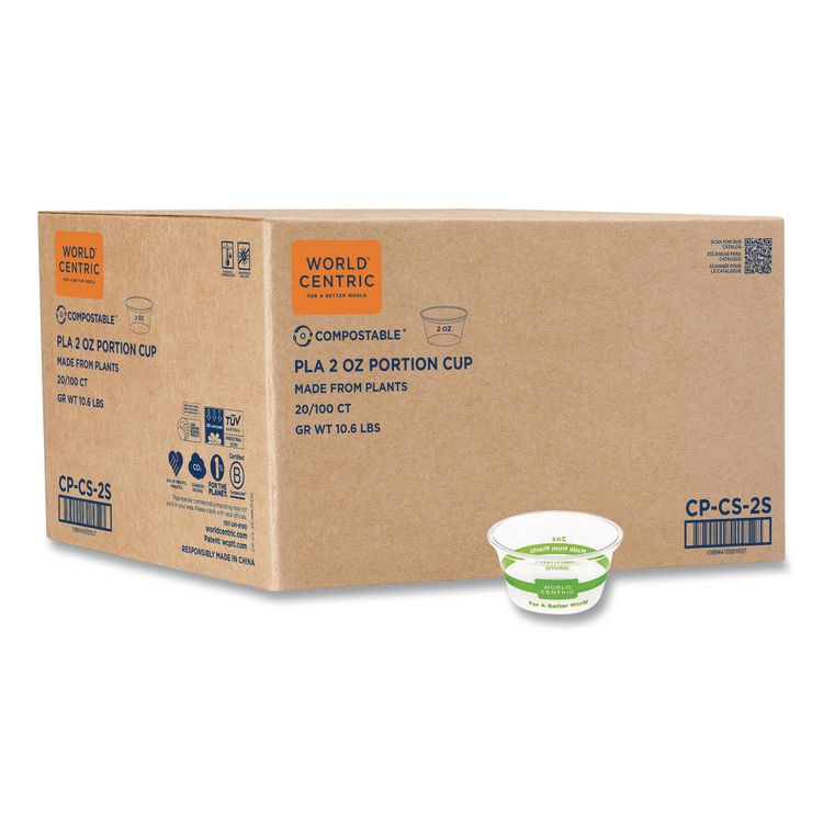 PLA Clear Portion Cups, Souffle, 2 oz, Plastic, Clear, 2,000/Carton