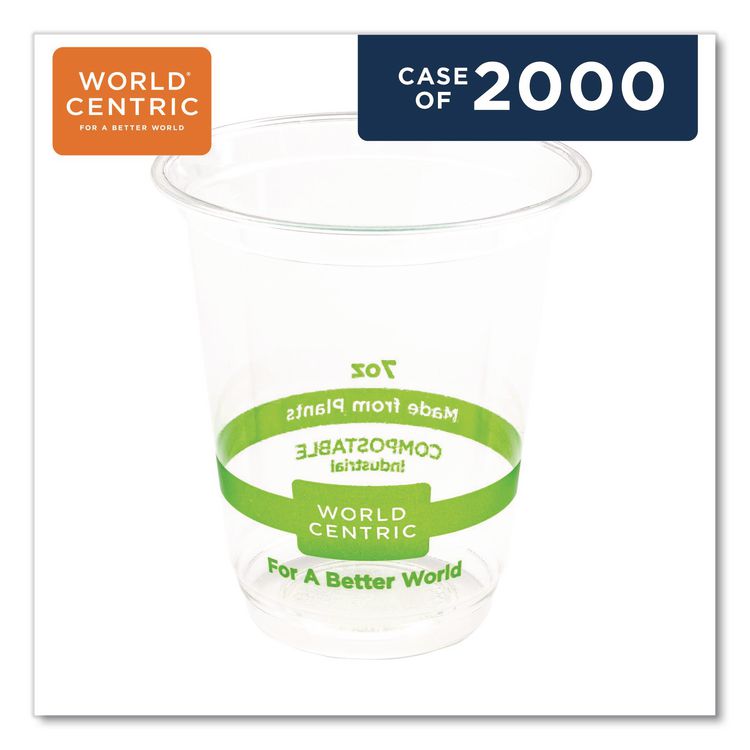 PLA Clear Cold Cups, 7 oz, Plastic, Clear, 2,000/Carton