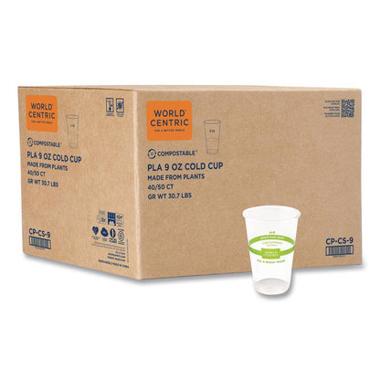 PLA Clear Cold Cups, 9 oz, Plastic, Clear, 2,000/Carton