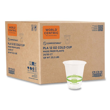 PLA Clear Cold Cups, 12 oz, Plastic, Clear, 1,000/Carton