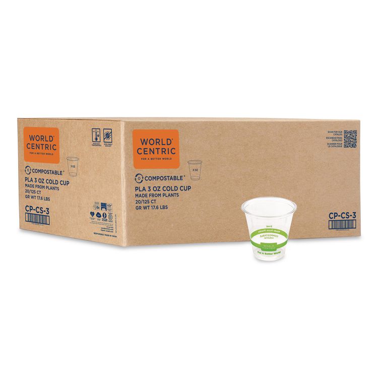 PLA Clear Portion Cups, 3 oz, Plastic, Clear, 2,500/Carton