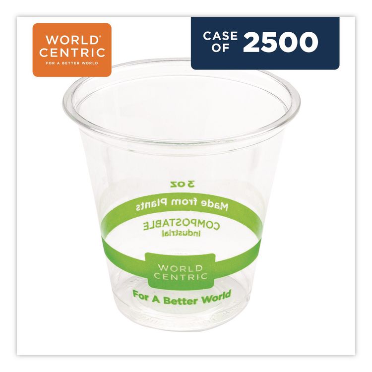 PLA Clear Portion Cups, 3 oz, Plastic, Clear, 2,500/Carton