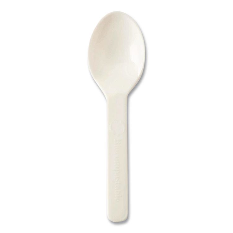 PLA Compostable Cutlery, Tasting Spoon, Plastic, 3", Light Beige, 3,000/Carton