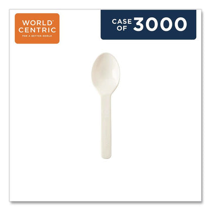 PLA Compostable Cutlery, Tasting Spoon, Plastic, 3", Light Beige, 3,000/Carton
