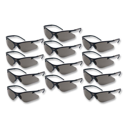 Code 4 Safety Glasses, Black Half Frame, Smoke Dual Lens, 12/Box