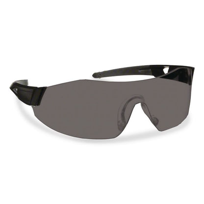 44 Magnum Safety Glasses, Frameless, Black Single Lens, 12/Box