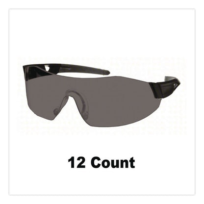 44 Magnum Safety Glasses, Frameless, Black Single Lens, 12/Box