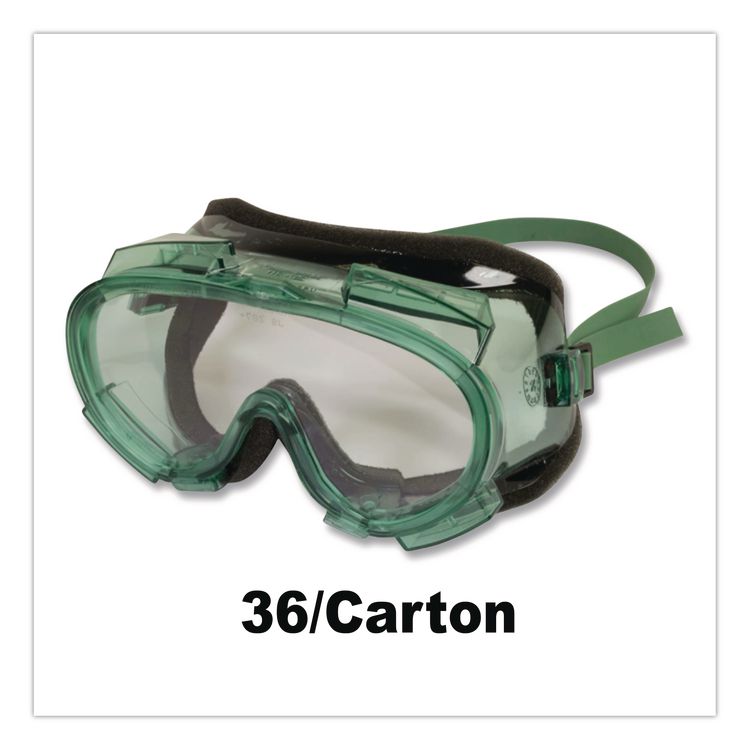 V8 Monogoggle 211 Goggle, OTG, Clear Anti-Fog Lens, Green Frame, 36/Carton