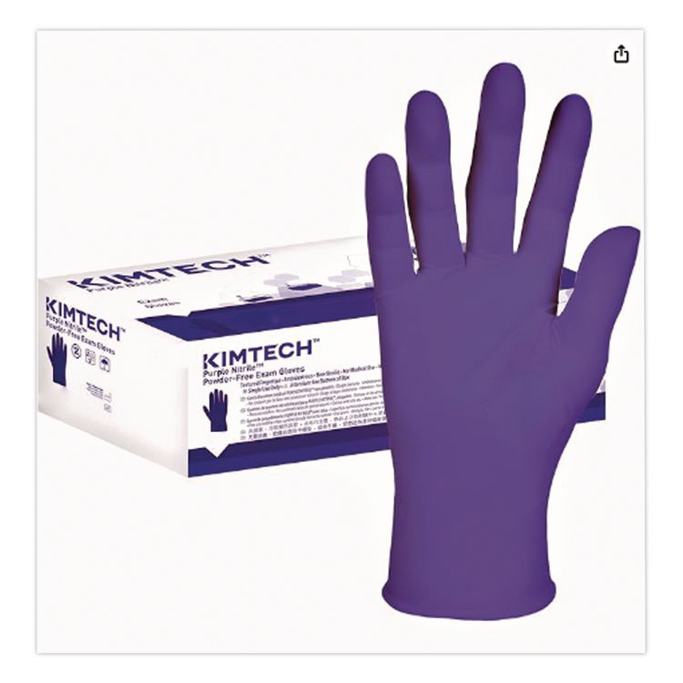 PURPLE NITRILE Exam Gloves, Powder-Free, Large, 6 mil Thick, 12" Long, Purple, 500/Carton