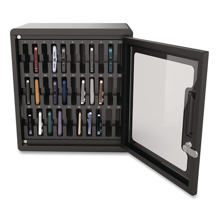 Cell Guard 30-Bay Cabinet for 32 Devices, 14.96 x 16.14 x 8.98, Black