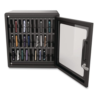 Cell Guard 30-Bay Cabinet for 32 Devices, 14.96 x 16.14 x 8.98, Black