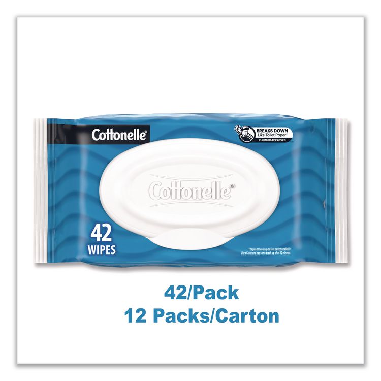 Fresh Care Flushable Cleansing Cloths, 1-Ply, 3.75 x 5.5, White, 42/Pack, 12 Packs/Carton