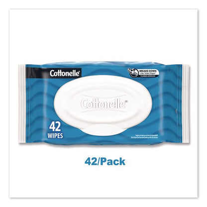 Fresh Care Flushable Cleansing Cloths, 1-Ply, 3.75 x 5.5, White, 42/Pack
