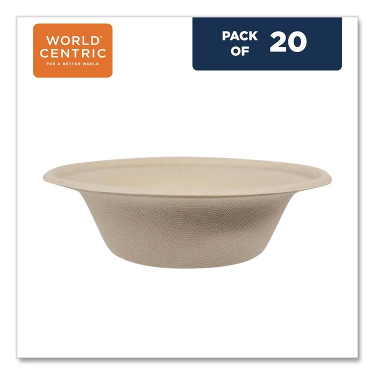 Fiber Bowls, 20 oz, 6 x 6 x 1.7, Natural, 20/Pack