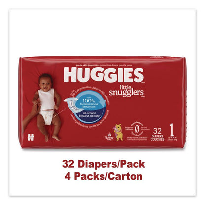 Little Snugglers Baby Diapers, Size 1, 8 lbs to 14 lbs, Disney Design, 32 Diapers/Pack, 4 Packs/Carton