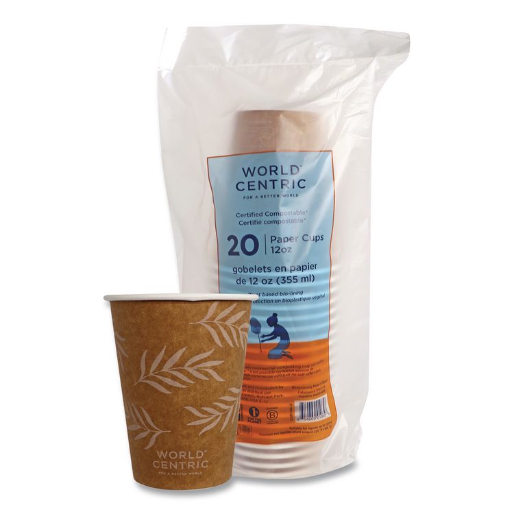 Paper Hot Cups, 12 oz, Natural, 20/Pack