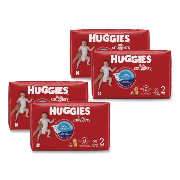 Little Snugglers Baby Diapers, Size 2, 12 lbs to 18 lbs, Disney Design, 29 Diapers/Pack, 4 Packs/Carton