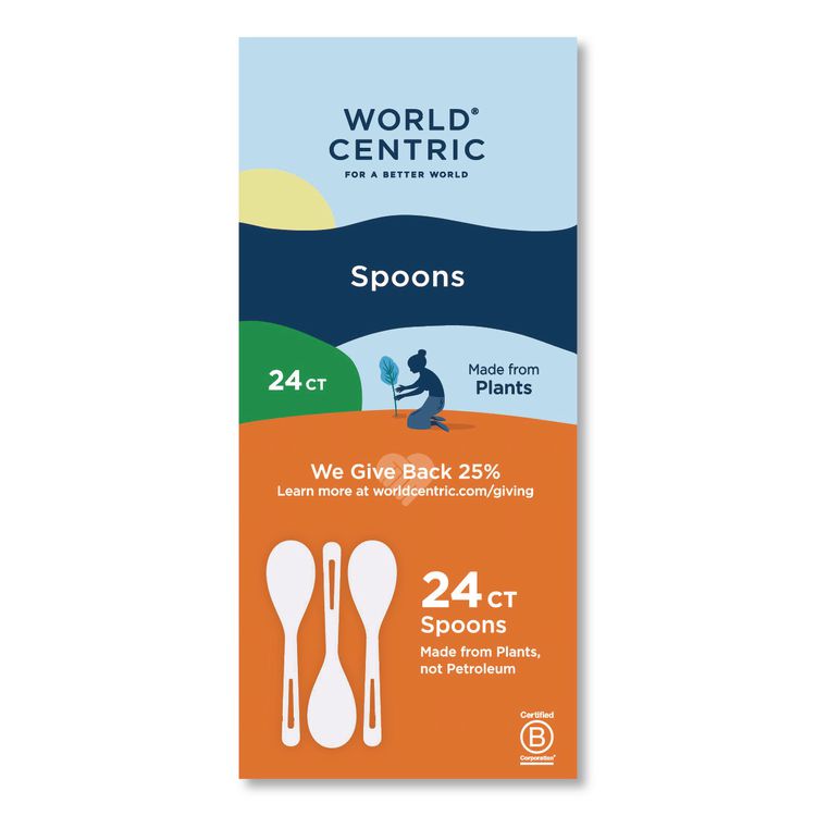 TPLA Cutlery, Medium Heavyweight, Spoon, Plastic, Light Beige, 24/Pack