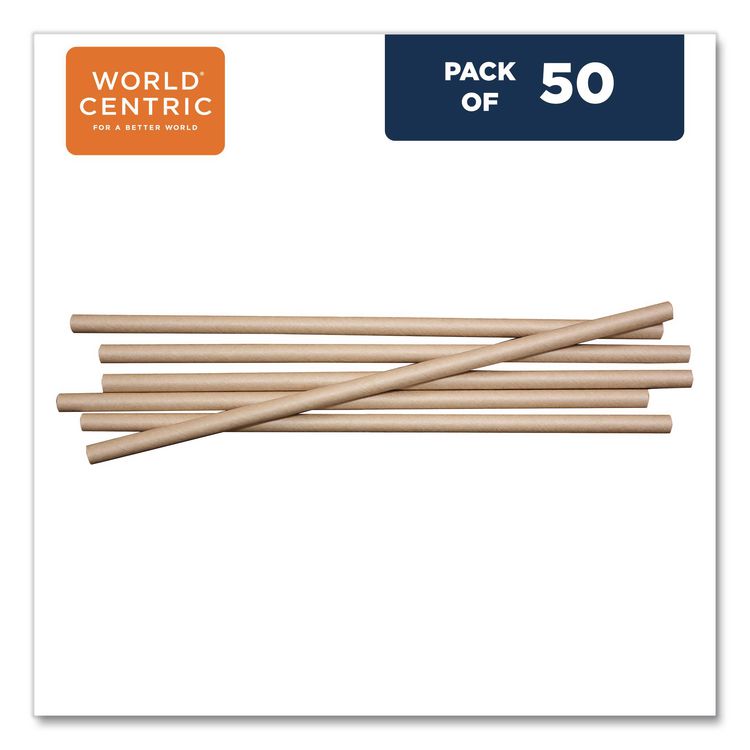 Kraft Paper Straws, 8", Brown, 50/Pack