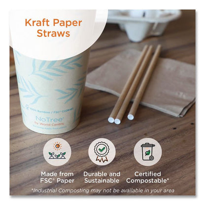 Kraft Paper Straws, 8", Brown, 50/Pack