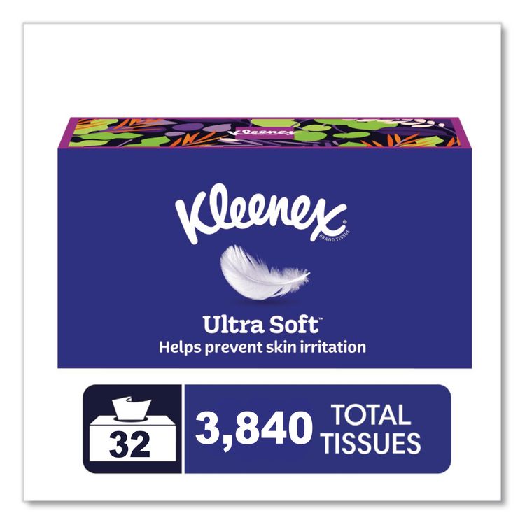 Ultra Soft Facial Tissue, 3-Ply, White, 120 Sheets/Box, 4 Boxes/Pack, 8 Packs/Carton