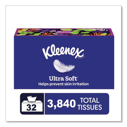 Ultra Soft Facial Tissue, 3-Ply, White, 120 Sheets/Box, 4 Boxes/Pack, 8 Packs/Carton