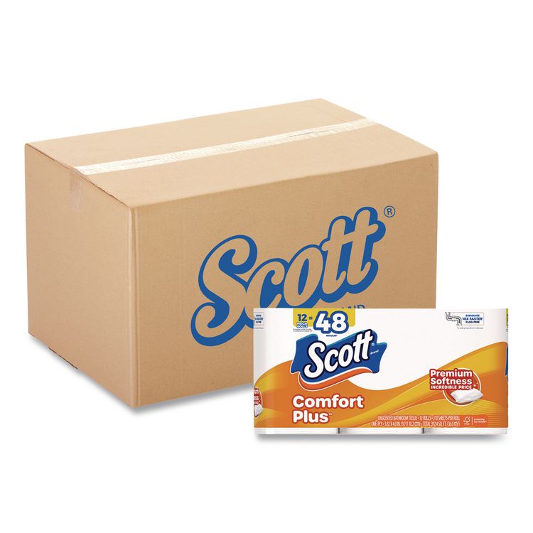 ComfortPlus Toilet Paper Mega Rolls, Septic Safe, 1-Ply, White, 310 Sheets, 12 Mega Rolls/Carton