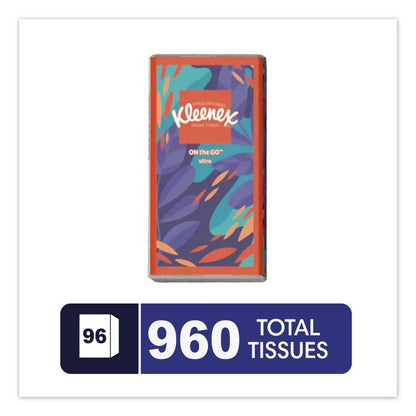 On The Go Packs Facial Tissues, 3-Ply, White, 10 Sheets/Pouch, 16 Pouches/Pack,  6 Packs/Carton