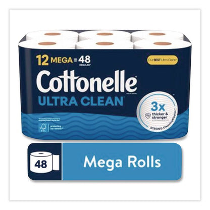 Ultra CleanCare Toilet Paper, Strong Bath Tissue, Septic Safe, 1-Ply, White, 284 Sheets/Roll, 12 Rolls/Pack, 4 Packs/Carton