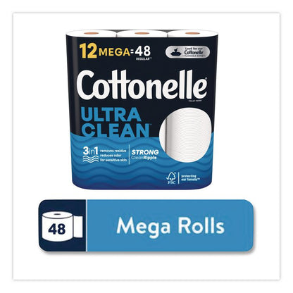 Ultra CleanCare Toilet Paper, Strong Tissue, Septic Safe, 1-Ply, White, 284 Sheets/Roll, 12 Rolls/Pack, 48 Rolls/Carton