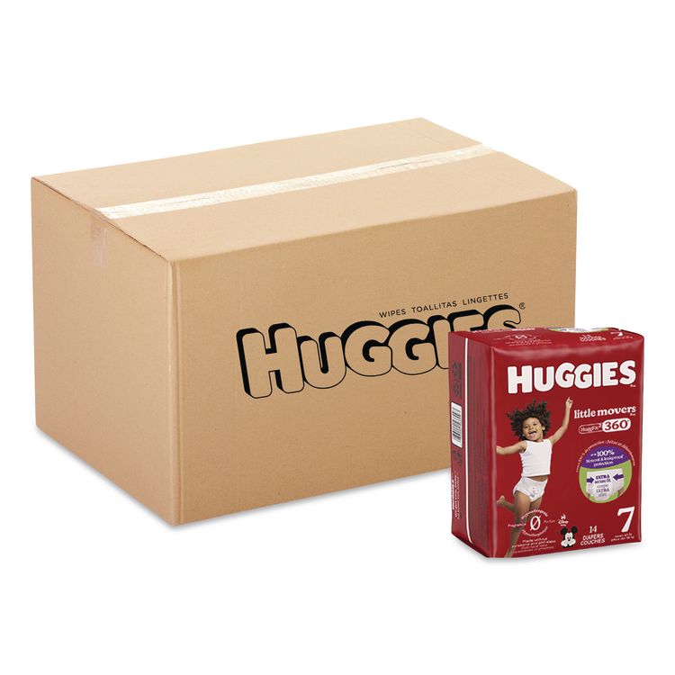 Little Movers HuggFit 360 Degree, Size 7, Over 41 lbs, Disney Design, 14 Diapers/Pack, 4 Packs/Carton