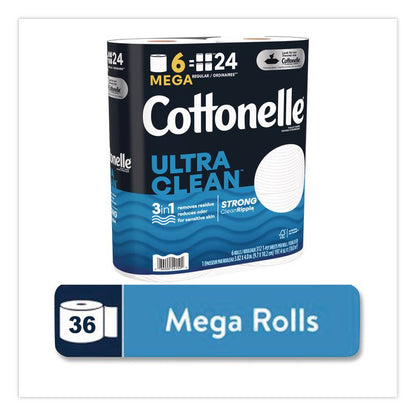 Ultra CleanCare Toilet Paper, Strong Tissue, Septic Safe, 1-Ply, White, 284 Sheets/Roll, 6 Rolls/Pack, 36 Rolls/Carton