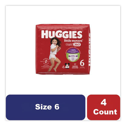 Little Movers HuggFit 360 Degree, Size 6, Over 35 lbs, Disney Design, 17 Diapers/Pack, 4 Packs/Carton