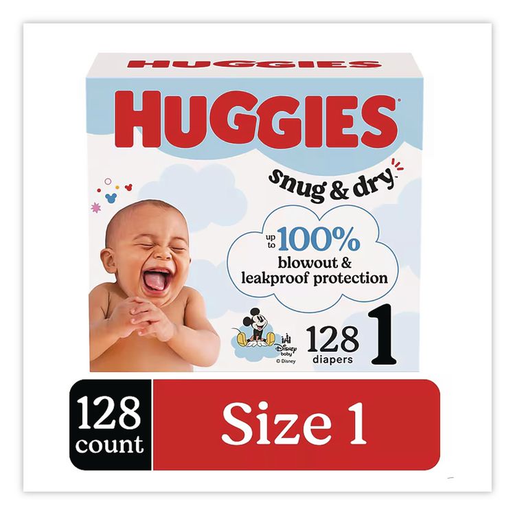 Snug and Dry Diapers, Size 1, 8 lbs to 14 lbs, 128/Carton