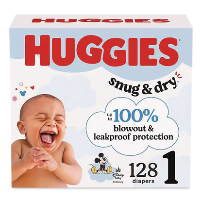 Snug and Dry Diapers, Size 1, 8 lbs to 14 lbs, 128/Carton