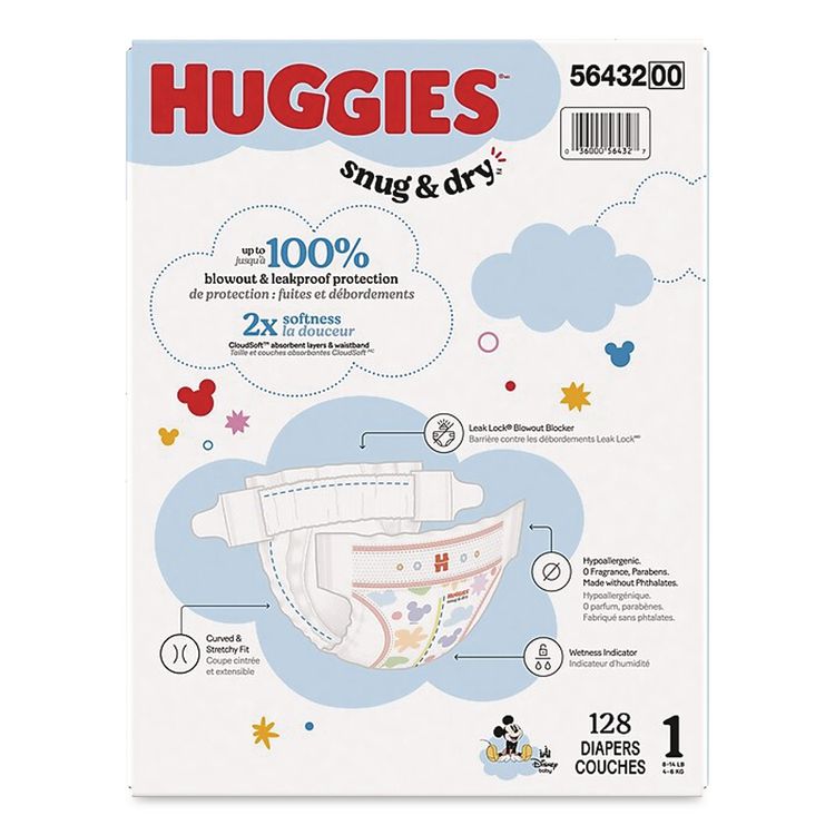 Snug and Dry Diapers, Size 1, 8 lbs to 14 lbs, 128/Carton