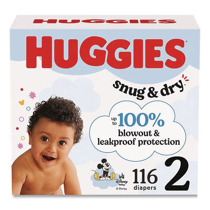 Snug and Dry Diapers, Size 2, 12 lbs to 18 lbs, 116/Carton