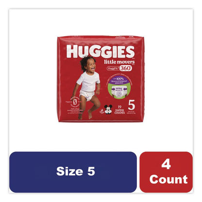 Little Movers HuggFit 360 Degree, Size 5, Over 27 lbs, Disney Design, 19 Diapers/Pack, 4 Packs/Carton