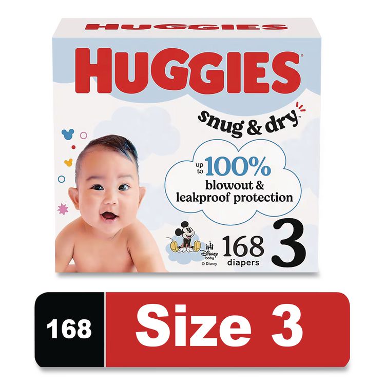 Snug and Dry Diapers, Size 3, 16 lbs to 28 lbs, 168/Carton