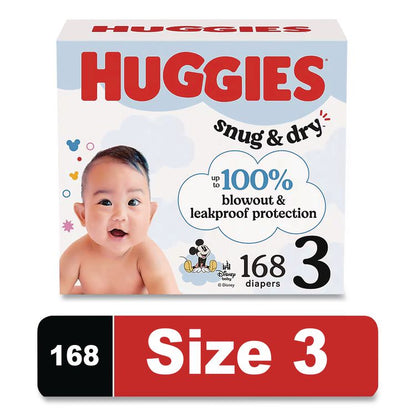 Snug and Dry Diapers, Size 3, 16 lbs to 28 lbs, 168/Carton