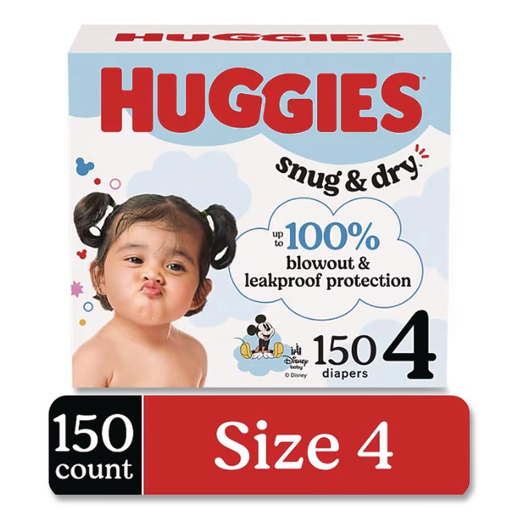 Snug and Dry Diapers, Size 4, 22 lbs to 37 lbs, 150/Carton