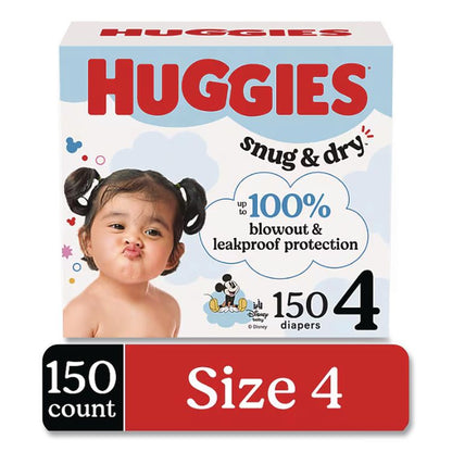 Snug and Dry Diapers, Size 4, 22 lbs to 37 lbs, 150/Carton