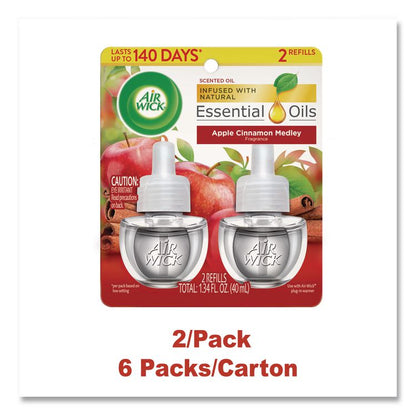 Scented Oil Refill, 0.67 oz, Apple Cinnamon Medley, 2/Pack, 6 Packs/Carton