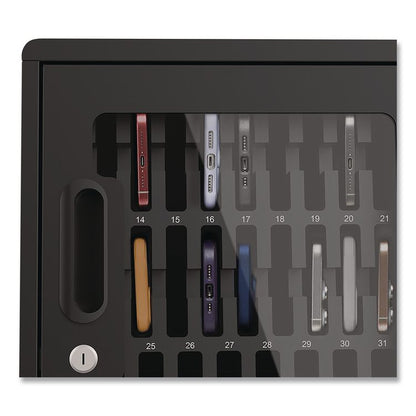 Cell Guard 32-Bay Wall-Mount Cabinet for 32 Devices, 14.96 x 16.14 x 8.98, Black