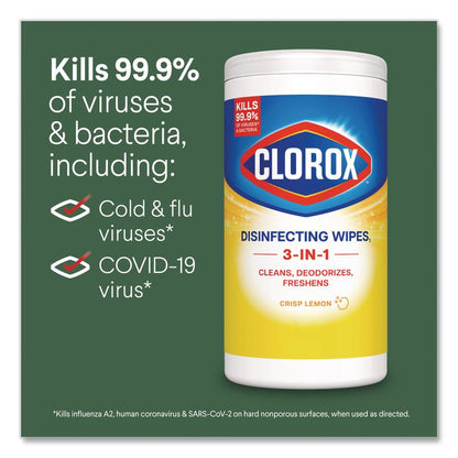 Disinfecting Wipes, Cleaning Wipes, 1-Ply, 7 x 8, Fresh Scent/Citrus Blend, 35/Canister, 3/Pack, 5 Packs/Carton