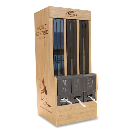 Cutlery Dispenser, Holds Forks/Knives/Spoons, 10.2 x 8.5 x 21.1, Natural