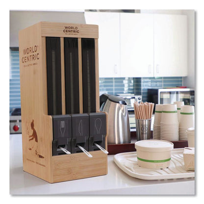 Cutlery Dispenser, Holds Forks/Knives/Spoons, 10.2 x 8.5 x 21.1, Natural