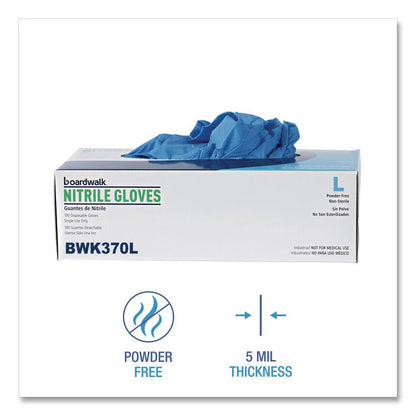 Blue Disposable Nitrile Gloves, 370 Series, Powder-Free, Large, 3 mil Thick, 9.5" Long, Blue, 100/Box, 10 Boxes/Carton
