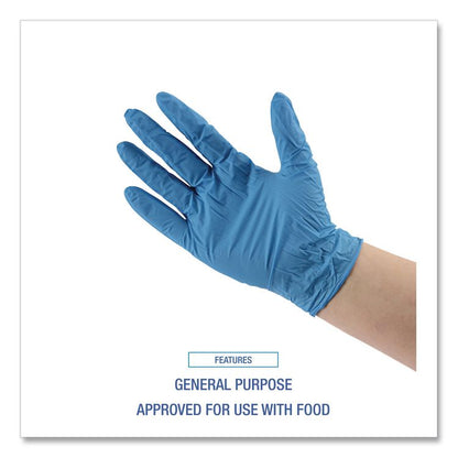 Blue Disposable Nitrile Gloves, 370 Series, Powder-Free, Large, 3 mil Thick, 9.5" Long, Blue, 100/Box, 10 Boxes/Carton