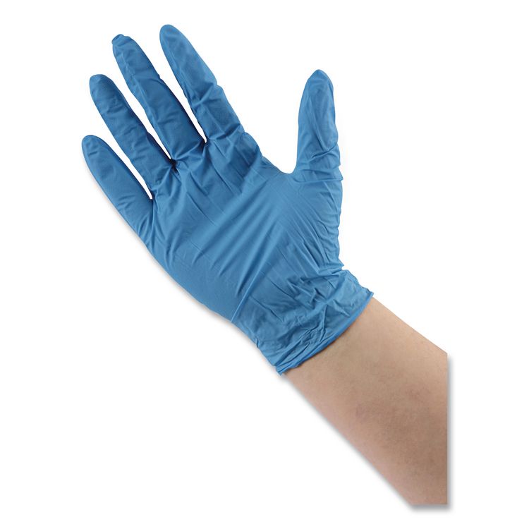 Blue Disposable Nitrile Gloves, 370 Series, Powder-Free, Medium, 3 mil Thick, 9.5" Long, Blue, 100/Box, 10 Boxes/Carton